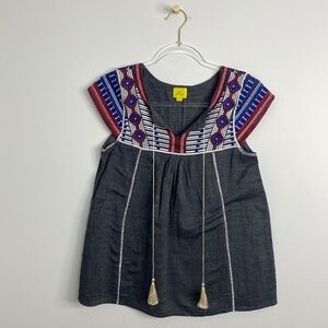 Roberta Roller Rabbit Womens Sz S Resortwear Embroidered Boho Top Bouse